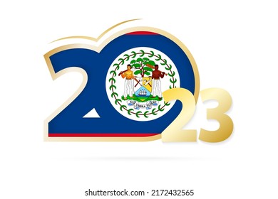 Year 2023 with Belize Flag pattern. Vector Illustration.