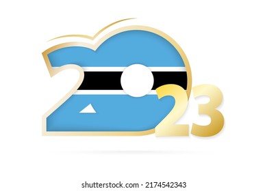 Year 2023 with Botswana Flag pattern. Vector Illustration.