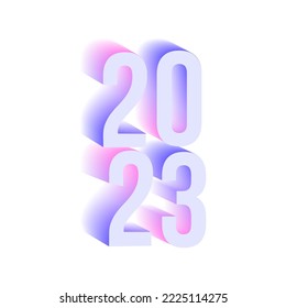 Year 2023 calendar date illustration in pink violet color on white background