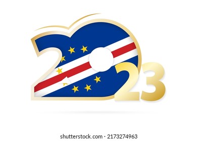 Year 2023 with Cape Verde Flag pattern. Vector Illustration.