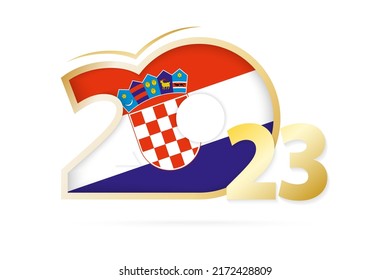 Year 2023 with Croatia Flag pattern. Vector Illustration.