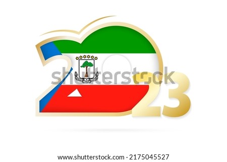 Year 2023 with Equatorial Guinea Flag pattern. Vector Illustration.