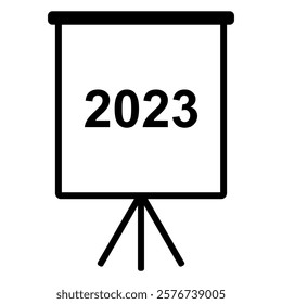 Year 2023 and flipchart on white