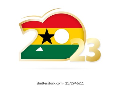 Year 2023 with Ghana Flag pattern. Vector Illustration.