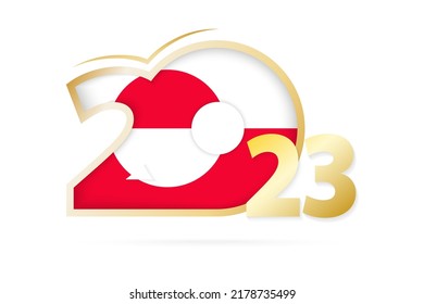 Year 2023 with Greenland Flag pattern. Vector Illustration.