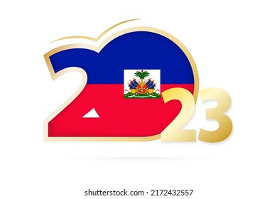 Year 2023 with Haiti Flag pattern. Vector Illustration.