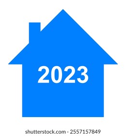 Year 2023 and home on white