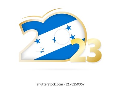 Year 2023 with Honduras Flag pattern. Vector Illustration.
