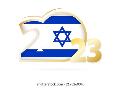 Jahr 2023 mit Israel Flag Muster. Vektorgrafik.