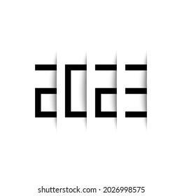 Year 2023 with shadow effect on white background. Vector illustration.