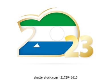 Year 2023 with Sierra Leone Flag pattern. Vector Illustration.