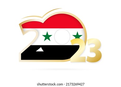 Year 2023 with Syria Flag pattern. Vector Illustration.