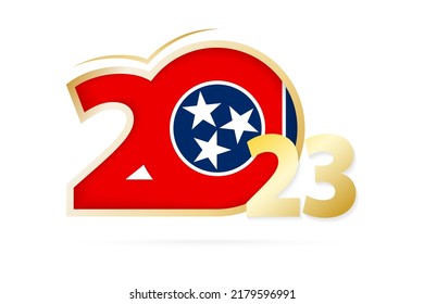 Year 2023 with Tennessee Flag pattern. Vector Illustration.