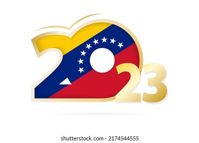 Jahr 2023 mit Venezuela Flag Muster. Vektorgrafik.