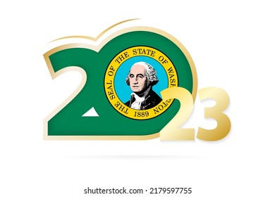 Year 2023 with Washington Flag pattern. Vector Illustration.
