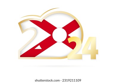 Year 2024 with Alabama Flag pattern. Vector Illustration.