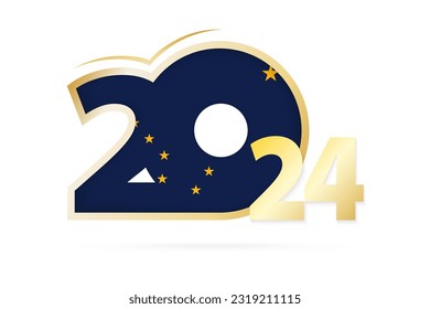Year 2024 with Alaska Flag pattern. Vector Illustration.
