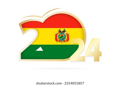 Year 2024 with Bolivia Flag pattern. Vector Illustration.