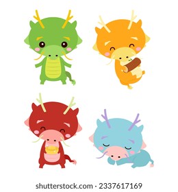 Year 2024 Chinese new year dragon mascot collection