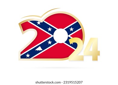 Year 2024 with Confederate Flag pattern. Vector Illustration.