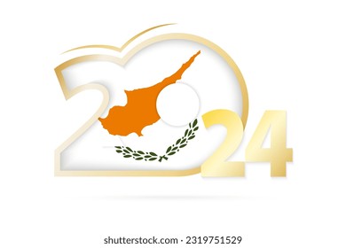 Year 2024 with Cyprus Flag pattern. Vector Illustration.