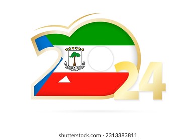 Year 2024 with Equatorial Guinea Flag pattern. Vector Illustration.
