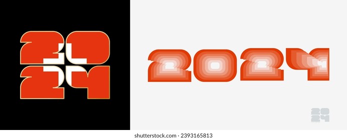 Year 2024 with flag of Switzerland and in color palate of Switzerland flag. Happy New Year 2024 in two different style. New Year design for Calendar, Posters, Greeting Cards or Election.