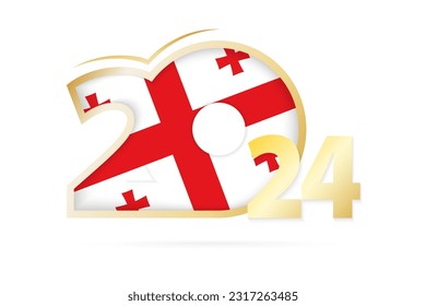 Year 2024 with Georgia Flag pattern. Vector Illustration.