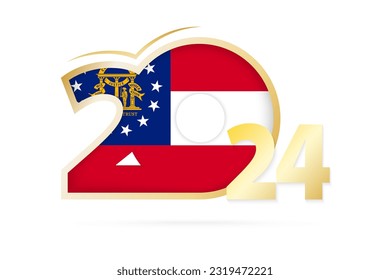 Year 2024 with Georgia Flag pattern. Vector Illustration.