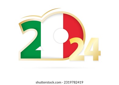 Year 2024 with Italy Flag pattern. Vector Illustration.