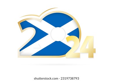 Jahr 2024 mit schottischer Flagge. Vektorgrafik.