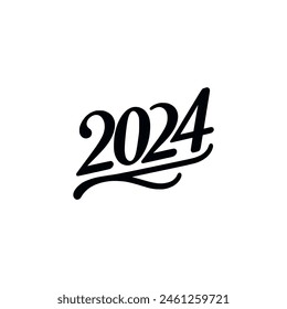 year 2024 text sticker tshirt vector illustration template design