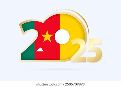 Year 2025 with Cameroon Flag pattern. Vector Illustration.