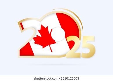 Year 2025 with Canada Flag pattern. Vector Illustration.
