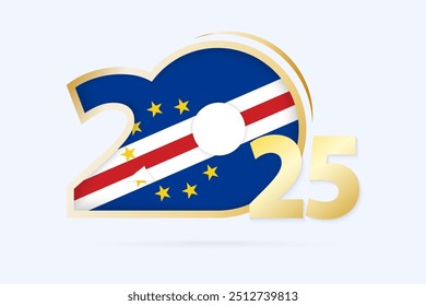 Year 2025 with Cape Verde Flag pattern. Vector Illustration.