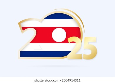 Year 2025 with Costa Rica Flag pattern. Vector Illustration.