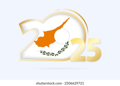 Year 2025 with Cyprus Flag pattern. Vector Illustration.