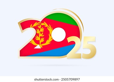 Year 2025 with Eritrea Flag pattern. Vector Illustration.