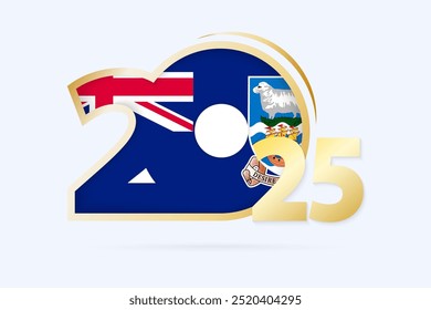 Year 2025 with Falkland Islands Flag pattern. Vector Illustration.