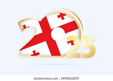 Year 2025 with Georgia Flag pattern. Vector Illustration.