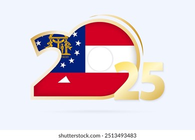 Jahr 2025 mit Georgia Flag Muster. Vektorgrafik.