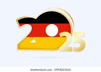 Jahr 2025 mit Deutschland Flaggenmuster. Vektorillustration.