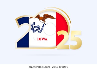 Ano 2025 com o padrão Iowa Flag. Ilustração de vetor.