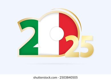Year 2025 with Italy Flag pattern. Vector Illustration.