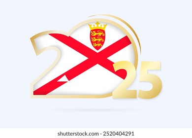 Year 2025 with Jersey Flag pattern. Vector Illustration.