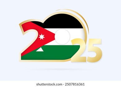 Jahr 2025 mit Jordan Flag Muster. Vektorgrafik.