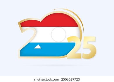 Year 2025 with Luxembourg Flag pattern. Vector Illustration.