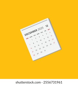 Year 2025 Monthly desk calendar for 2025 year on white background