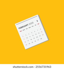 Year 2025 Monthly desk calendar for 2025 year on white background