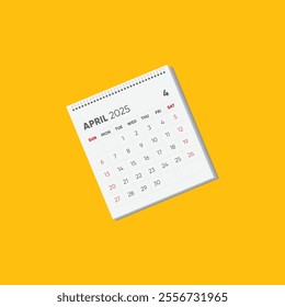 Year 2025 Monthly desk calendar for 2025 year on white background